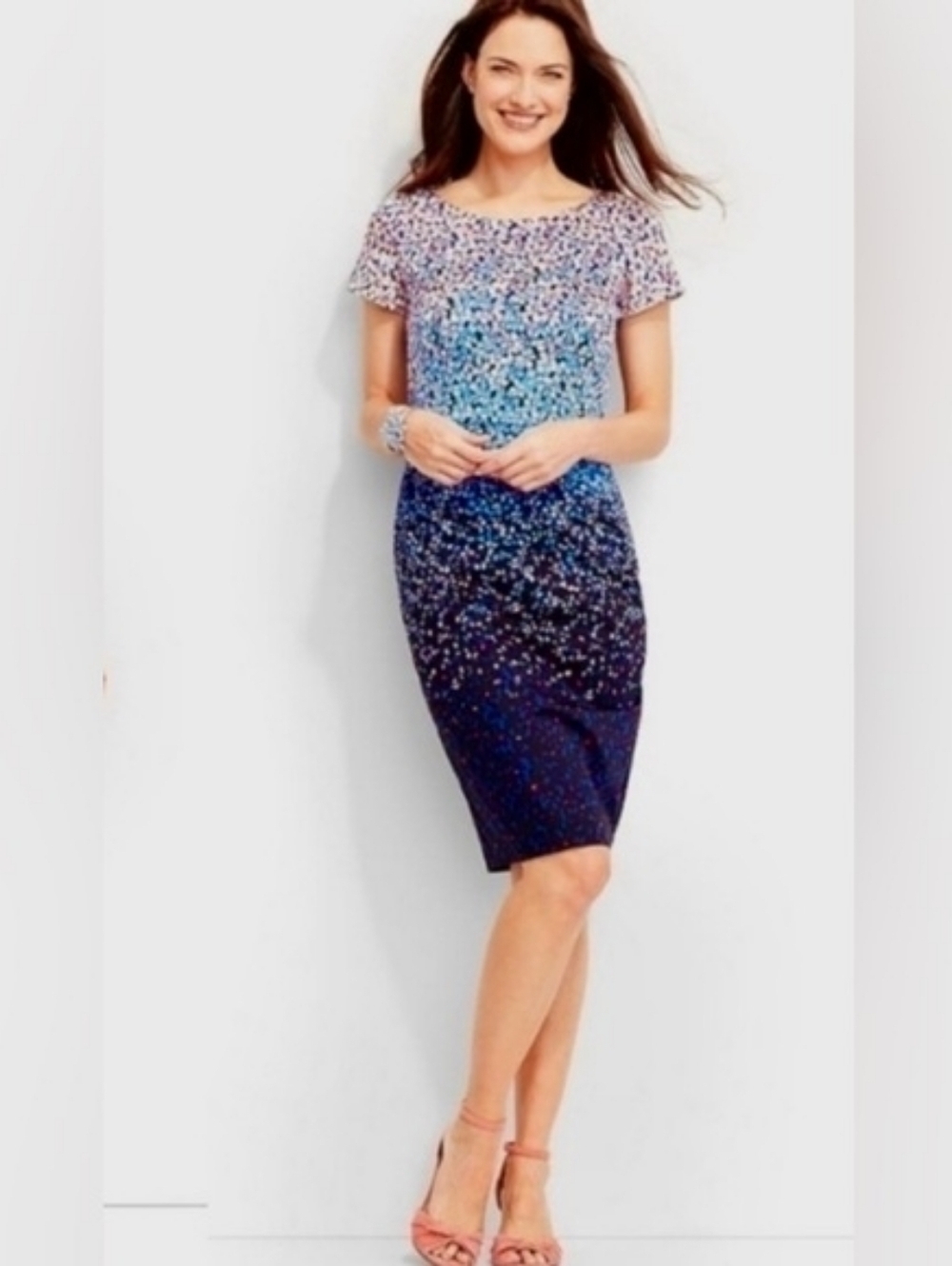 Talbots Ombre Floral Sheath Dress 16P